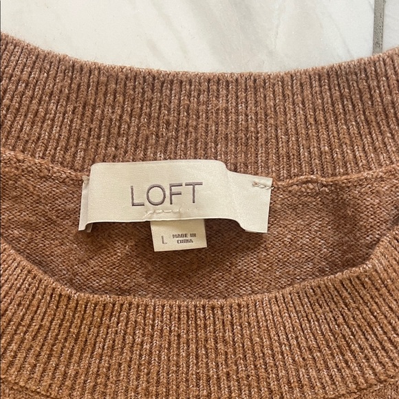 LOFT Women's Brown and Black Striped Crewneck Sweaters - Picture 2 of 4